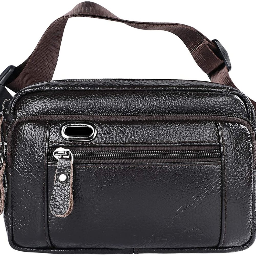 NWOT - WOMENS GENUINE LEATHER WAIST BAG HAS MULTIPLE POCKETS & PHONE GROMMET